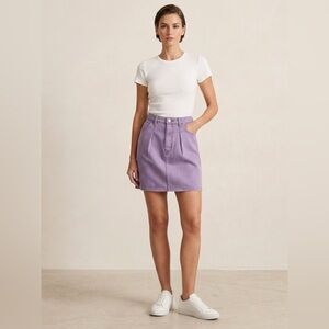 VTG 70s Sears Purple Acid Wash Denim Mom Skirt High Waisted A-Line Made in USA M